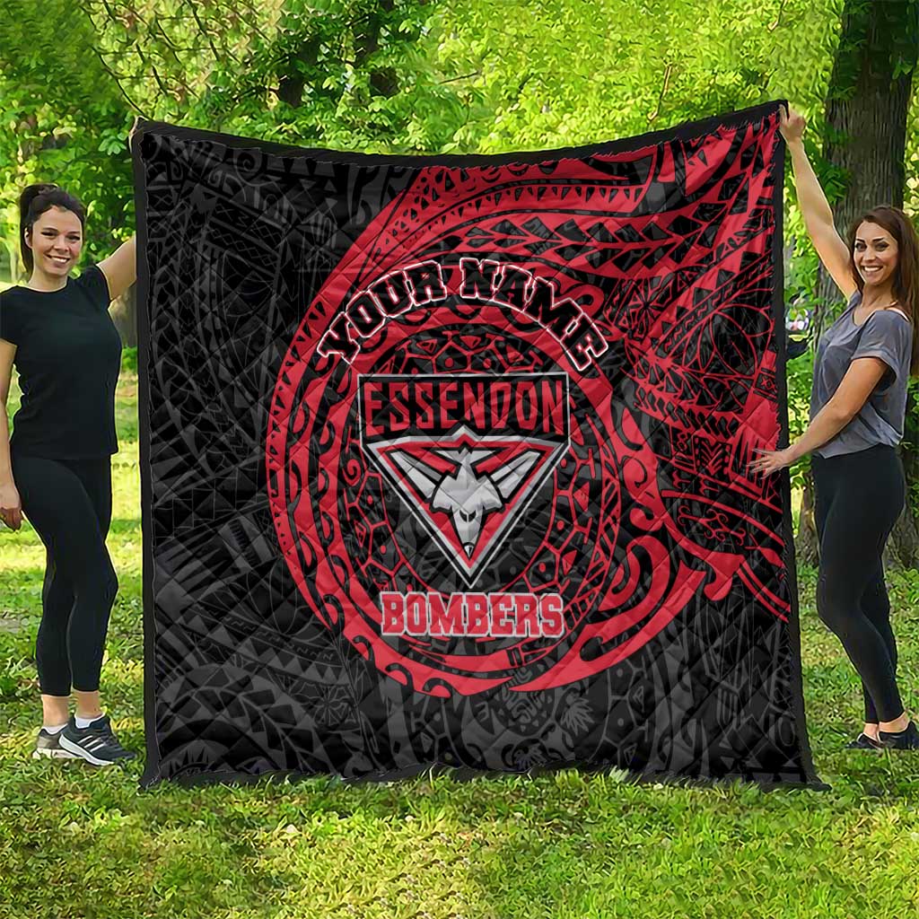 Personalized Essendon Bombers Polynesian Quilt Tribal Chest and Sleeve Tattoo Heritage Warrior