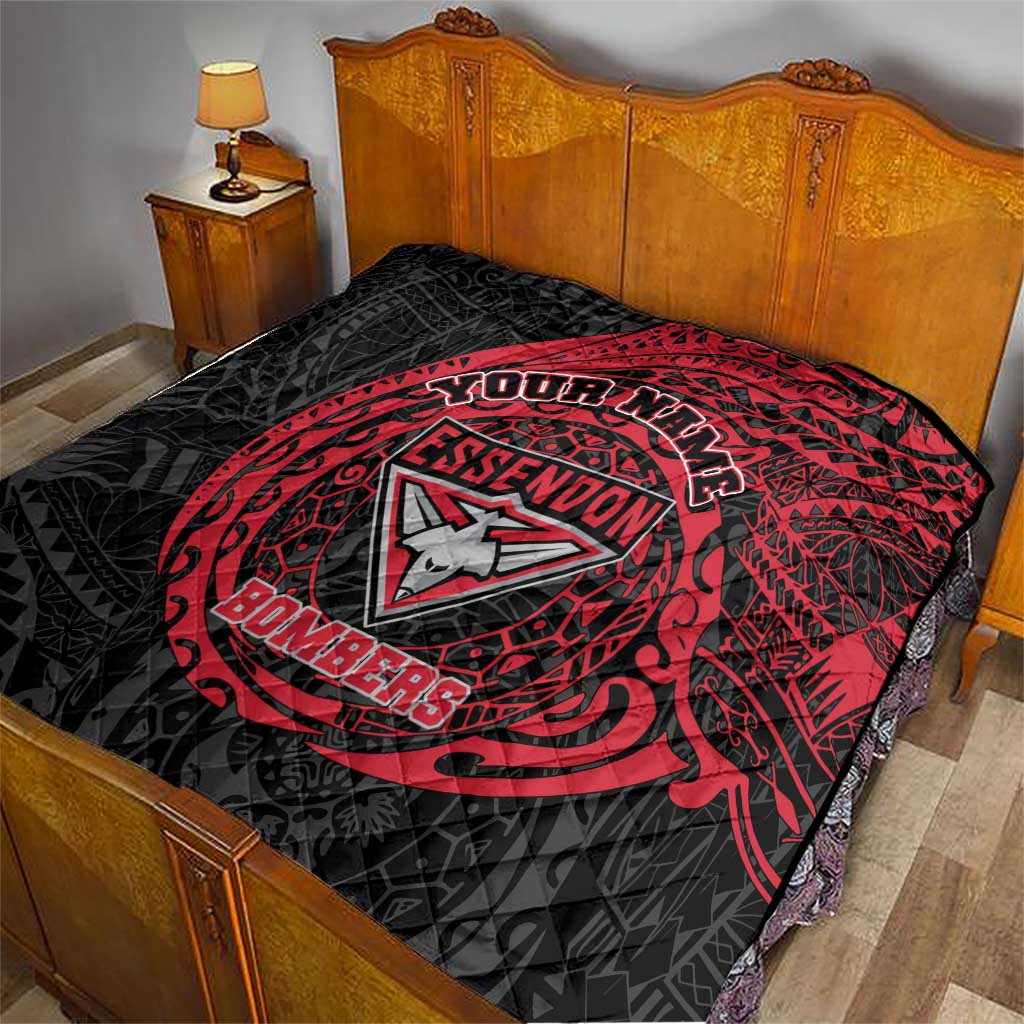 Personalized Essendon Bombers Polynesian Quilt Tribal Chest and Sleeve Tattoo Heritage Warrior