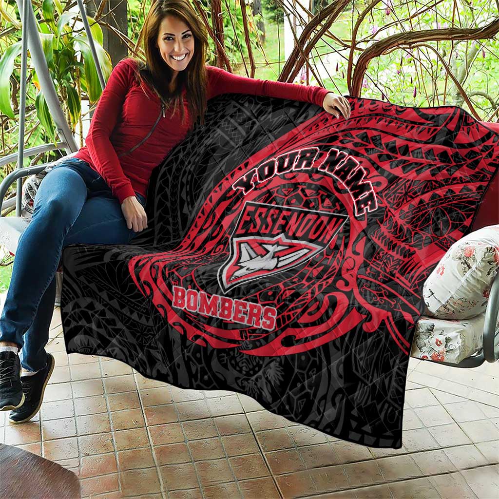 Personalized Essendon Bombers Polynesian Quilt Tribal Chest and Sleeve Tattoo Heritage Warrior