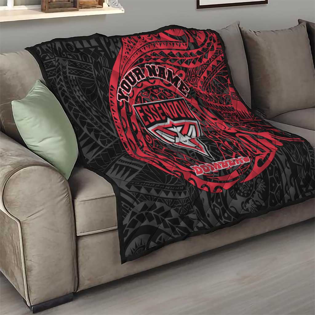 Personalized Essendon Bombers Polynesian Quilt Tribal Chest and Sleeve Tattoo Heritage Warrior
