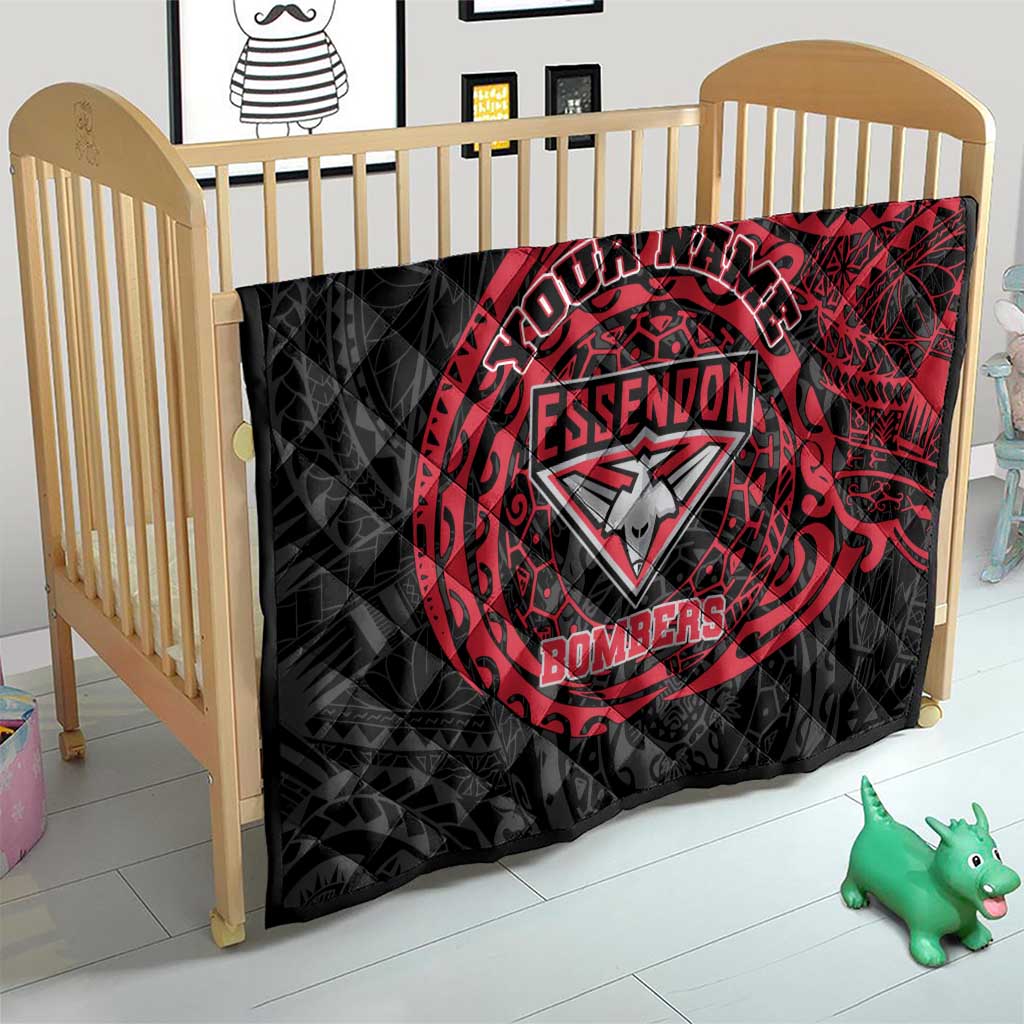 Personalized Essendon Bombers Polynesian Quilt Tribal Chest and Sleeve Tattoo Heritage Warrior