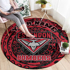 Personalized Essendon Bombers Polynesian Round Carpet Tribal Chest and Sleeve Tattoo Heritage Warrior