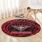 Personalized Essendon Bombers Polynesian Round Carpet Tribal Chest and Sleeve Tattoo Heritage Warrior