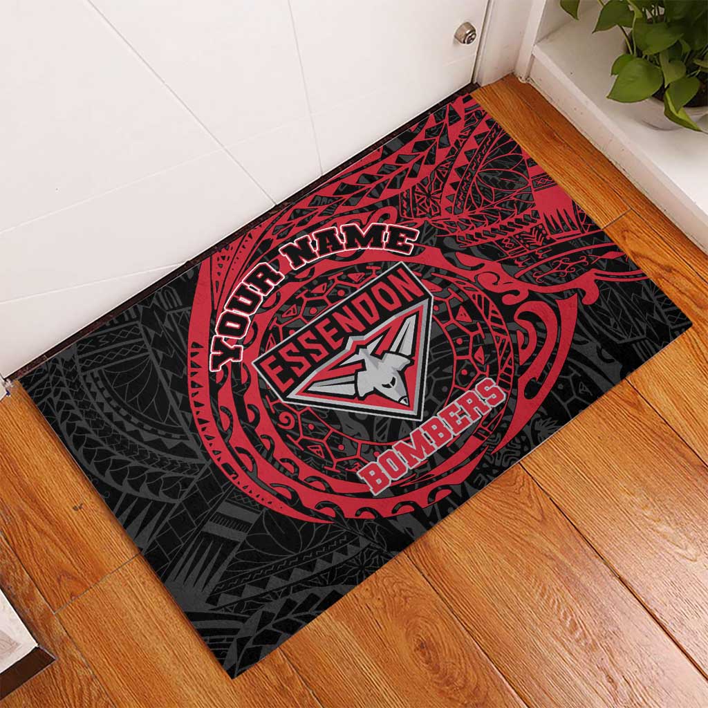 Personalized Essendon Bombers Polynesian Rubber Doormat Tribal Chest and Sleeve Tattoo Heritage Warrior