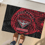 Personalized Essendon Bombers Polynesian Rubber Doormat Tribal Chest and Sleeve Tattoo Heritage Warrior