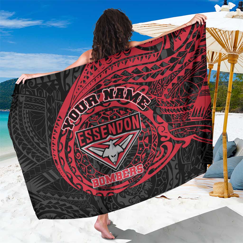 Personalized Essendon Bombers Polynesian Sarong Tribal Chest and Sleeve Tattoo Heritage Warrior