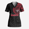 Personalized Essendon Bombers Polynesian Scrub Top Tribal Chest and Sleeve Tattoo Heritage Warrior