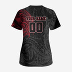Personalized Essendon Bombers Polynesian Scrub Top Tribal Chest and Sleeve Tattoo Heritage Warrior