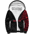 Personalized Essendon Bombers Polynesian Sherpa Hoodie Tribal Chest and Sleeve Tattoo Heritage Warrior