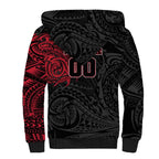 Personalized Essendon Bombers Polynesian Sherpa Hoodie Tribal Chest and Sleeve Tattoo Heritage Warrior