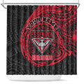 Personalized Essendon Bombers Polynesian Shower Curtain Tribal Chest and Sleeve Tattoo Heritage Warrior