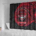 Personalized Essendon Bombers Polynesian Shower Curtain Tribal Chest and Sleeve Tattoo Heritage Warrior
