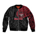 Personalized Essendon Bombers Polynesian Sleeve Zip Bomber Jacket Tribal Chest and Sleeve Tattoo Heritage Warrior