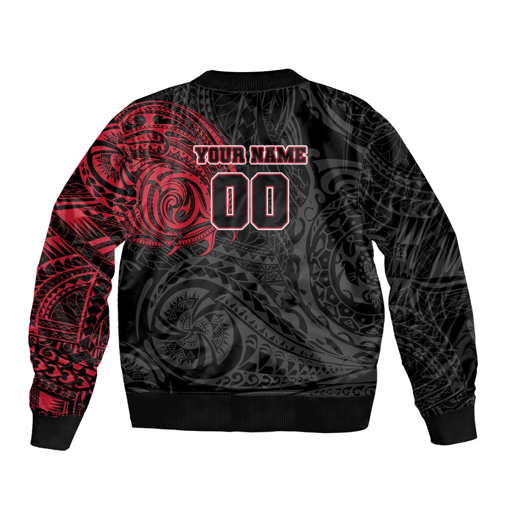 Personalized Essendon Bombers Polynesian Sleeve Zip Bomber Jacket Tribal Chest and Sleeve Tattoo Heritage Warrior