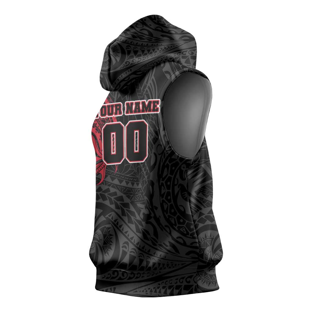 Personalized Essendon Bombers Polynesian Sleeveless Hoodie Tribal Chest and Sleeve Tattoo Heritage Warrior