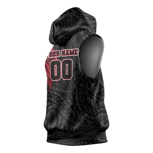 Personalized Essendon Bombers Polynesian Sleeveless Hoodie Tribal Chest and Sleeve Tattoo Heritage Warrior