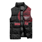 Personalized Essendon Bombers Polynesian Sleeveless Puffer Jacket Tribal Chest and Sleeve Tattoo Heritage Warrior