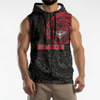 Personalized Essendon Bombers Polynesian Sleeveless Zip Hoodie Tribal Chest and Sleeve Tattoo Heritage Warrior