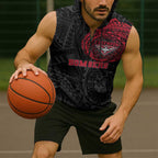 Personalized Essendon Bombers Polynesian Sleeveless Zip Hoodie Tribal Chest and Sleeve Tattoo Heritage Warrior