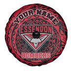 Personalized Essendon Bombers Polynesian Spare Tire Cover Tribal Chest and Sleeve Tattoo Heritage Warrior