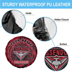 Personalized Essendon Bombers Polynesian Spare Tire Cover Tribal Chest and Sleeve Tattoo Heritage Warrior