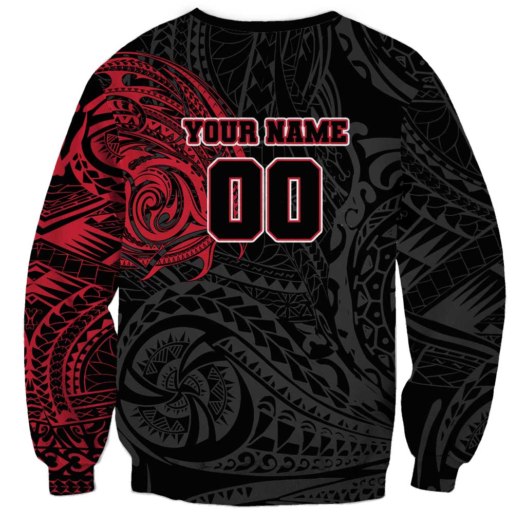 Personalized Essendon Bombers Polynesian Sweatshirt Tribal Chest and Sleeve Tattoo Heritage Warrior