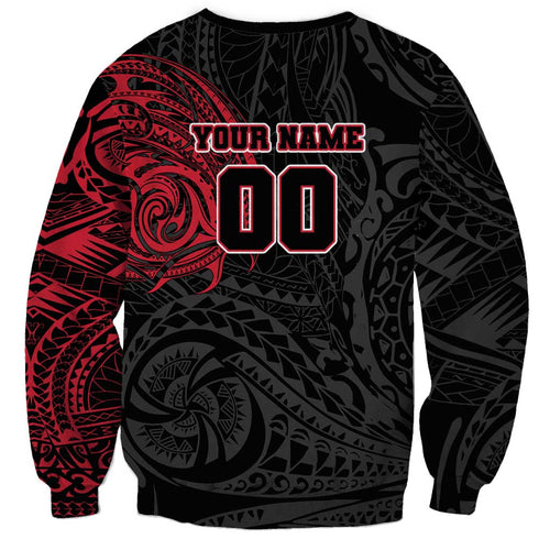 Personalized Essendon Bombers Polynesian Sweatshirt Tribal Chest and Sleeve Tattoo Heritage Warrior