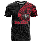 Personalized Essendon Bombers Polynesian T Shirt Tribal Chest and Sleeve Tattoo Heritage Warrior