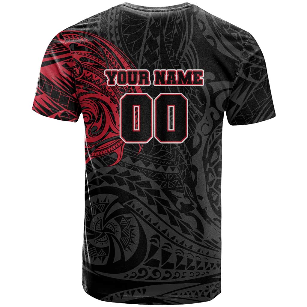 Personalized Essendon Bombers Polynesian T Shirt Tribal Chest and Sleeve Tattoo Heritage Warrior