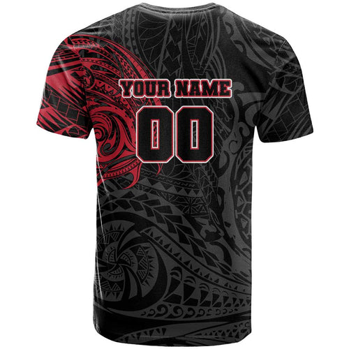 Personalized Essendon Bombers Polynesian T Shirt Tribal Chest and Sleeve Tattoo Heritage Warrior