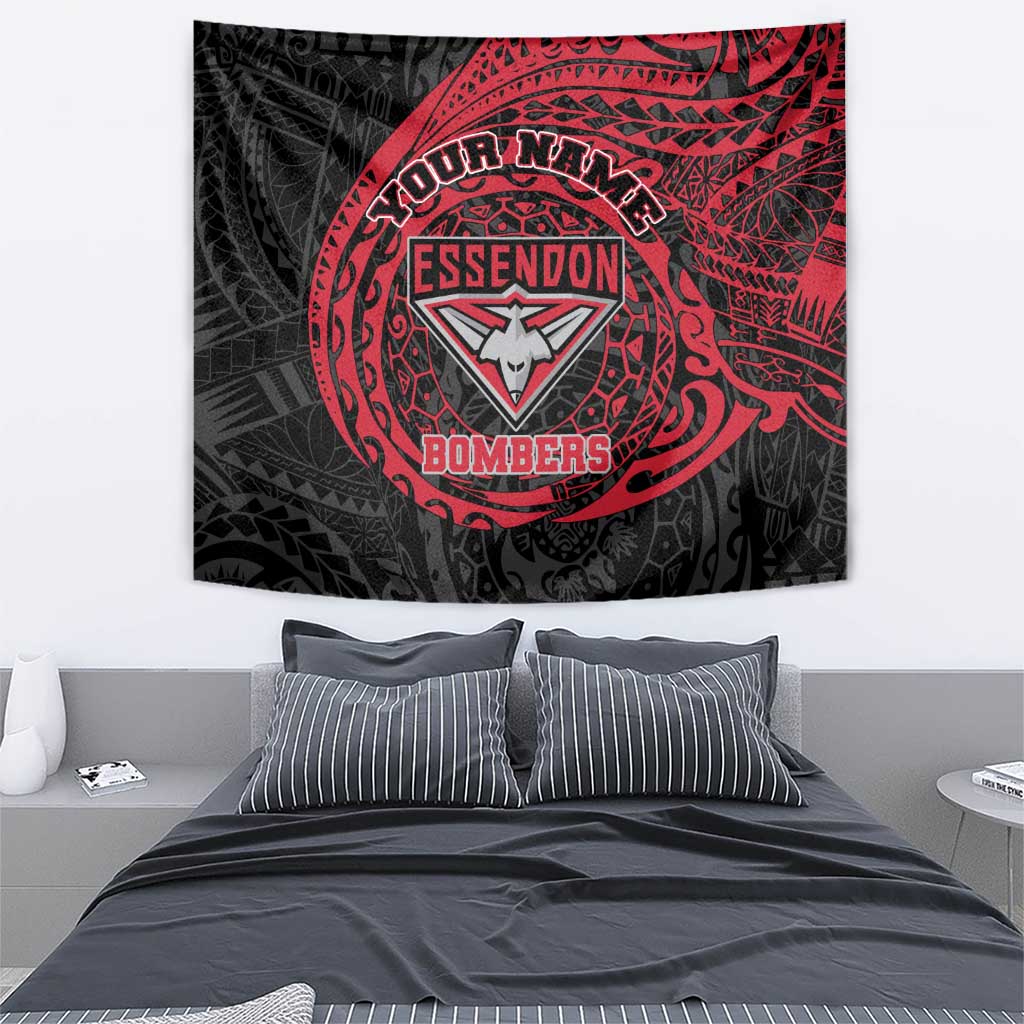 Personalized Essendon Bombers Polynesian Tapestry Tribal Chest and Sleeve Tattoo Heritage Warrior