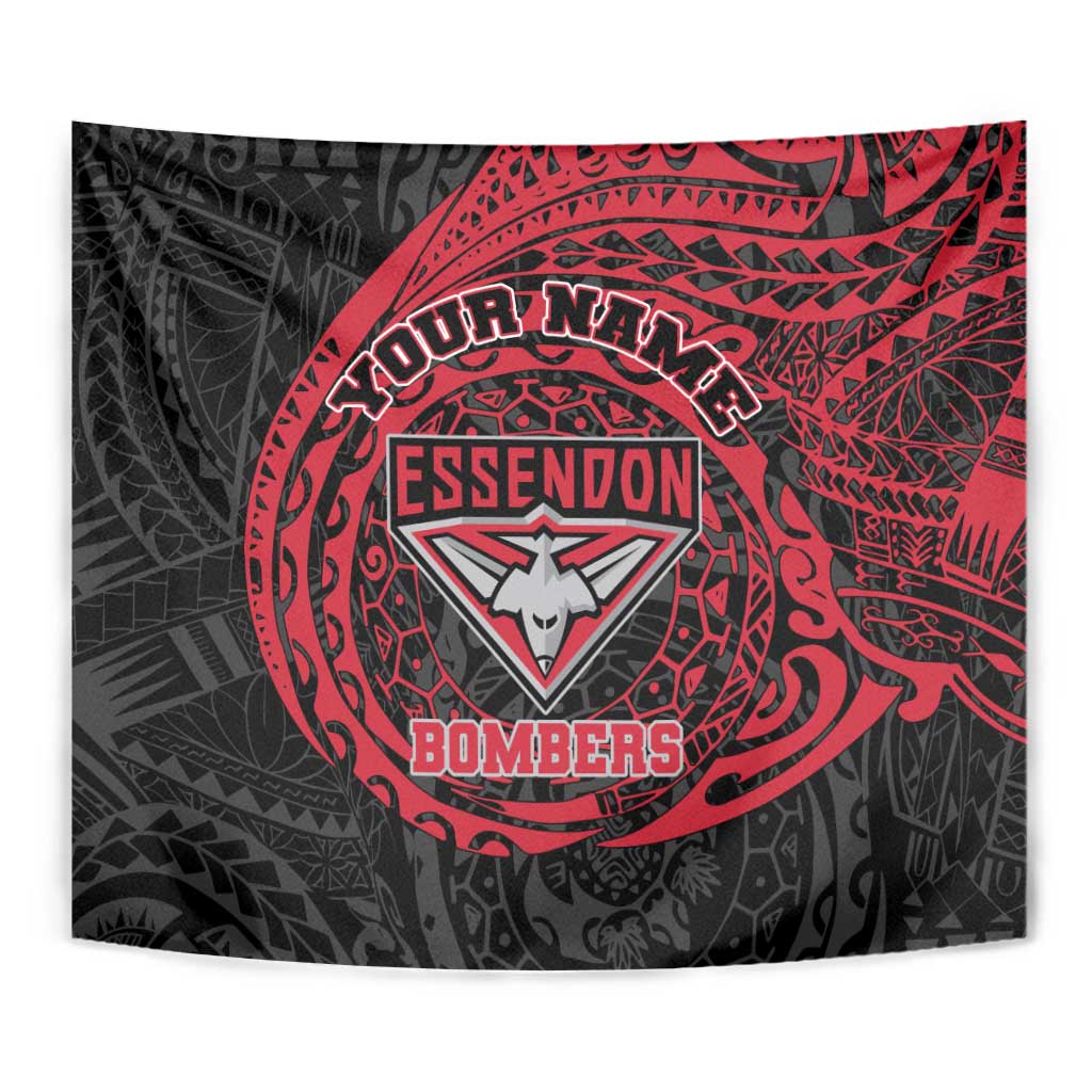 Personalized Essendon Bombers Polynesian Tapestry Tribal Chest and Sleeve Tattoo Heritage Warrior