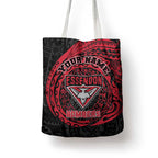 Personalized Essendon Bombers Polynesian Tote Bag Tribal Chest and Sleeve Tattoo Heritage Warrior
