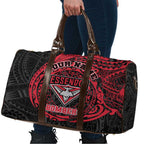 Personalized Essendon Bombers Polynesian Travel Bag Tribal Chest and Sleeve Tattoo Heritage Warrior