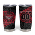 Personalized Essendon Bombers Polynesian Tumbler Cup Tribal Chest and Sleeve Tattoo Heritage Warrior