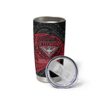 Personalized Essendon Bombers Polynesian Tumbler Cup Tribal Chest and Sleeve Tattoo Heritage Warrior