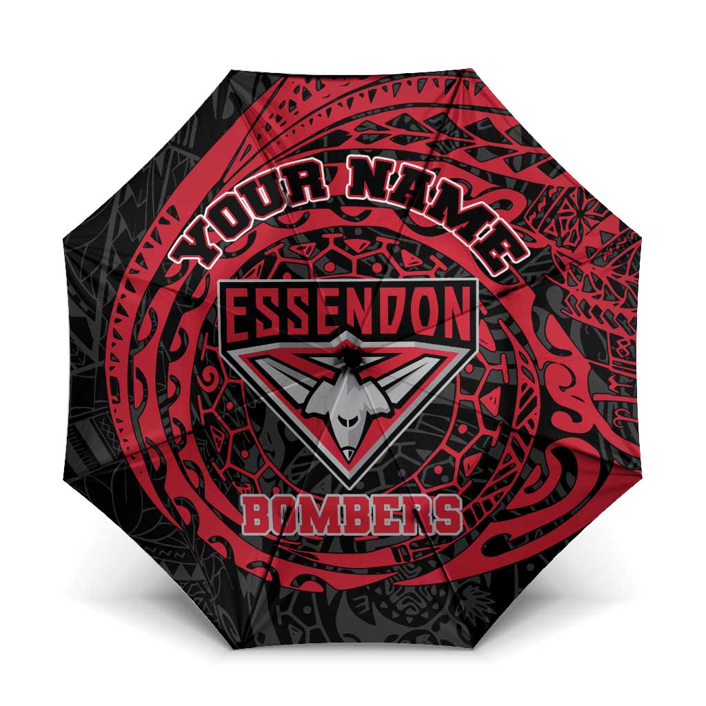Personalized Essendon Bombers Polynesian Umbrella Tribal Chest and Sleeve Tattoo Heritage Warrior