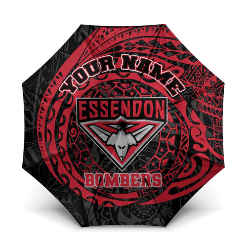 Personalized Essendon Bombers Polynesian Umbrella Tribal Chest and Sleeve Tattoo Heritage Warrior