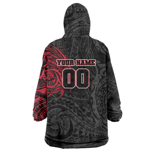 Personalized Essendon Bombers Polynesian Wearable Blanket Hoodie Tribal Chest and Sleeve Tattoo Heritage Warrior
