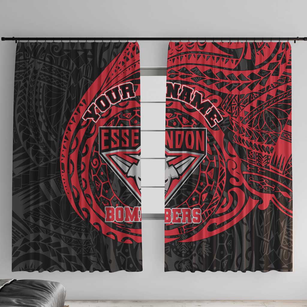Personalized Essendon Bombers Polynesian Window Curtain Tribal Chest and Sleeve Tattoo Heritage Warrior