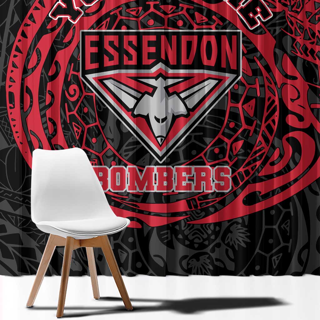 Personalized Essendon Bombers Polynesian Window Curtain Tribal Chest and Sleeve Tattoo Heritage Warrior