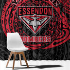 Personalized Essendon Bombers Polynesian Window Curtain Tribal Chest and Sleeve Tattoo Heritage Warrior