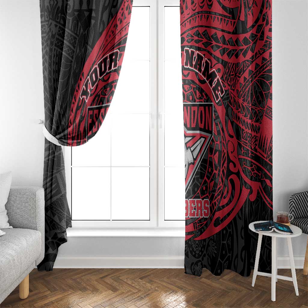 Personalized Essendon Bombers Polynesian Window Curtain Tribal Chest and Sleeve Tattoo Heritage Warrior