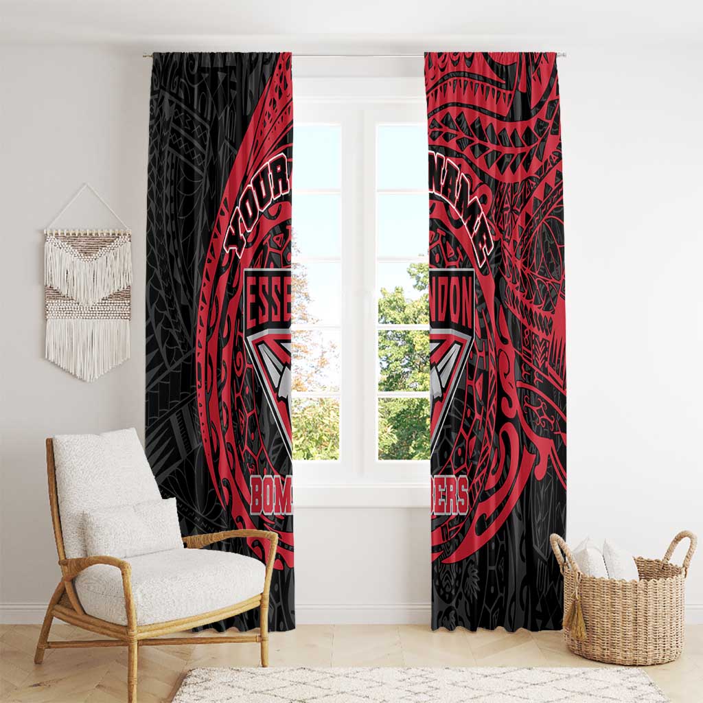 Personalized Essendon Bombers Polynesian Window Curtain Tribal Chest and Sleeve Tattoo Heritage Warrior
