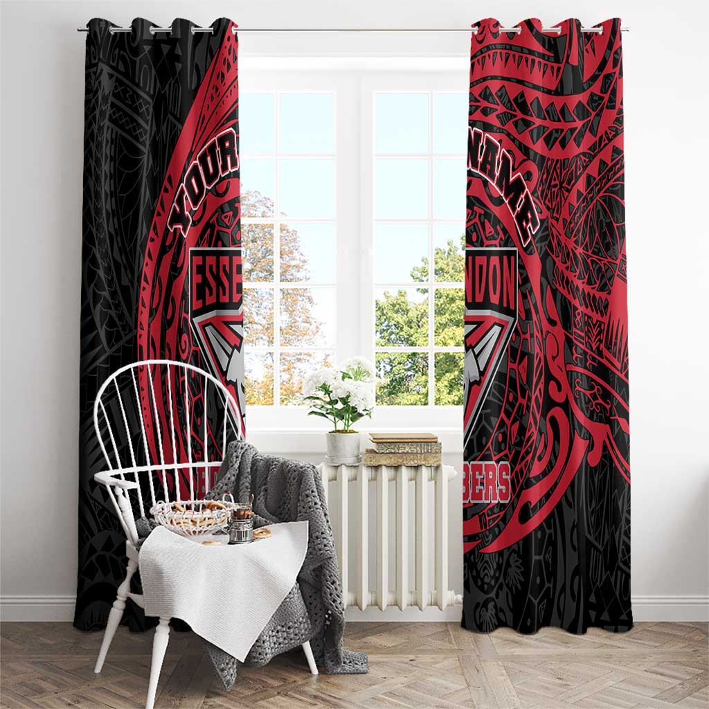 Personalized Essendon Bombers Polynesian Window Curtain Tribal Chest and Sleeve Tattoo Heritage Warrior