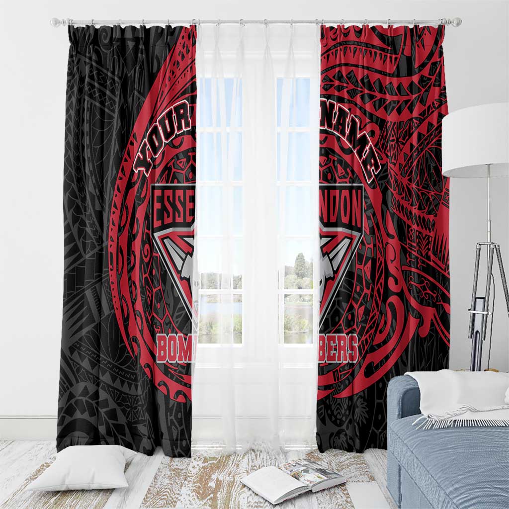 Personalized Essendon Bombers Polynesian Window Curtain Tribal Chest and Sleeve Tattoo Heritage Warrior
