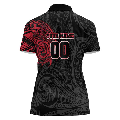Personalized Essendon Bombers Polynesian Women Polo Shirt Tribal Chest and Sleeve Tattoo Heritage Warrior