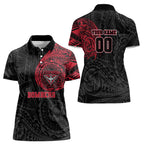 Personalized Essendon Bombers Polynesian Women Polo Shirt Tribal Chest and Sleeve Tattoo Heritage Warrior