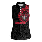 Personalized Essendon Bombers Polynesian Women Sleeveless Polo Shirt Tribal Chest and Sleeve Tattoo Heritage Warrior