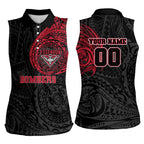 Personalized Essendon Bombers Polynesian Women Sleeveless Polo Shirt Tribal Chest and Sleeve Tattoo Heritage Warrior